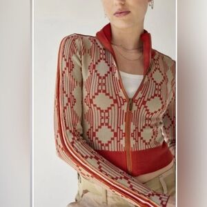 BDG Chandler Geometric Zip Up Sweater